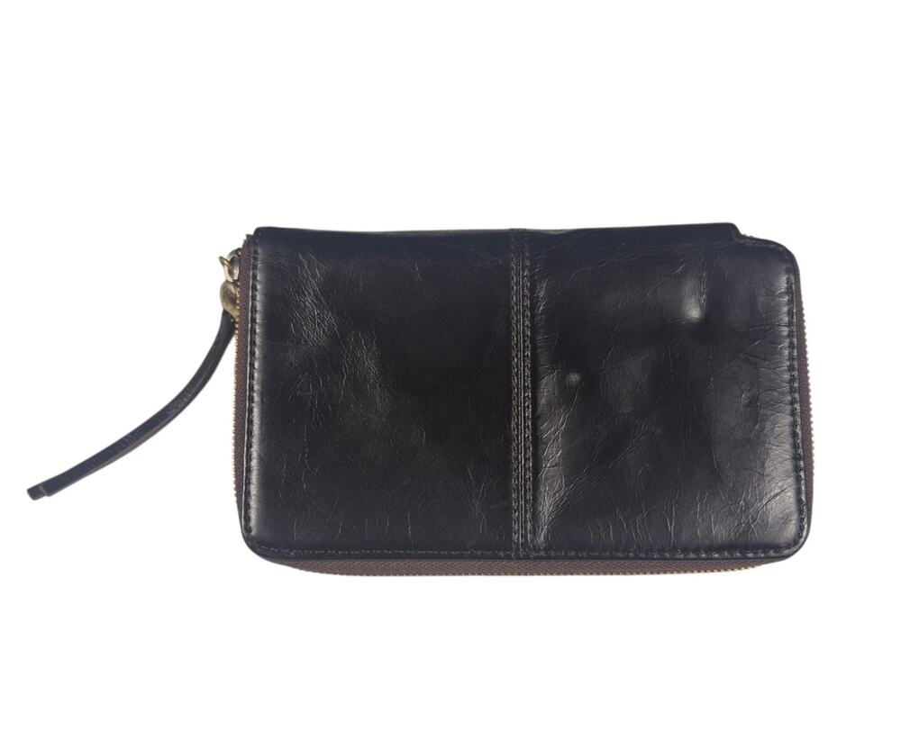 Vintage HOBO Rave Dark Brown Soft Textured Leather Zip Around Lutch Wallet